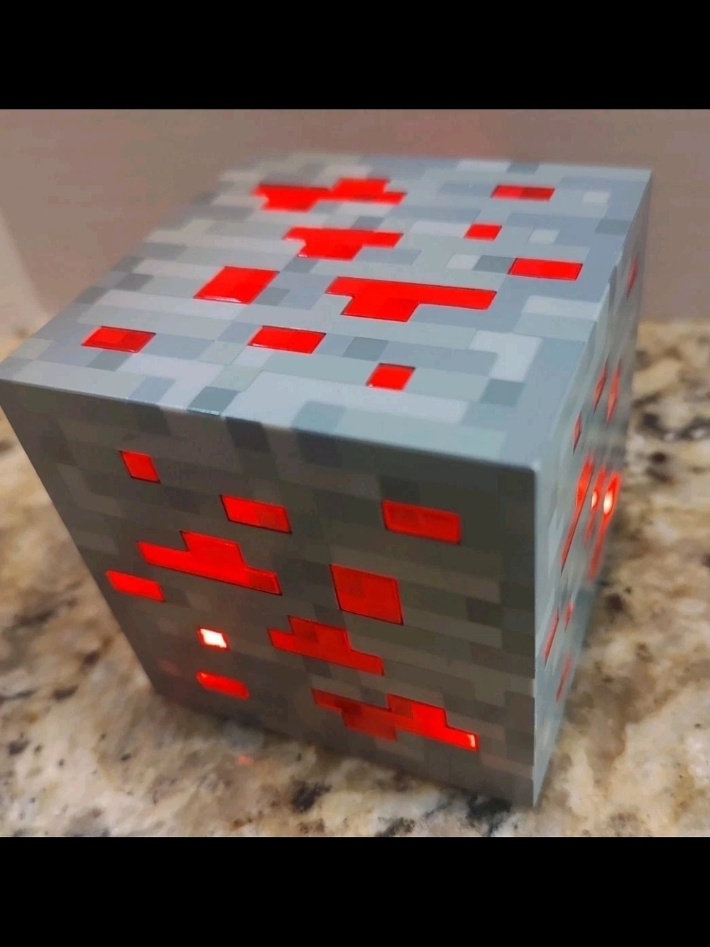 Minecraft Stone Ore Red Redstone Block Light Up Cube Think Geek 2012 Room Decor